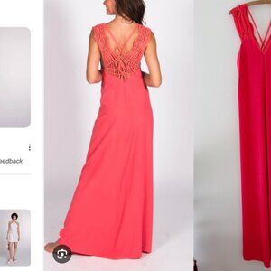 Maje Large Long Strappy Back Neon Coral Maxi Dress NWT